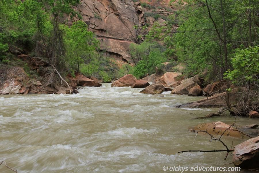 Einstieg in die Narrows - Riverside Walk im Zion National Park Einstieg in die Narrows - Riverside Walk im Zion National Park